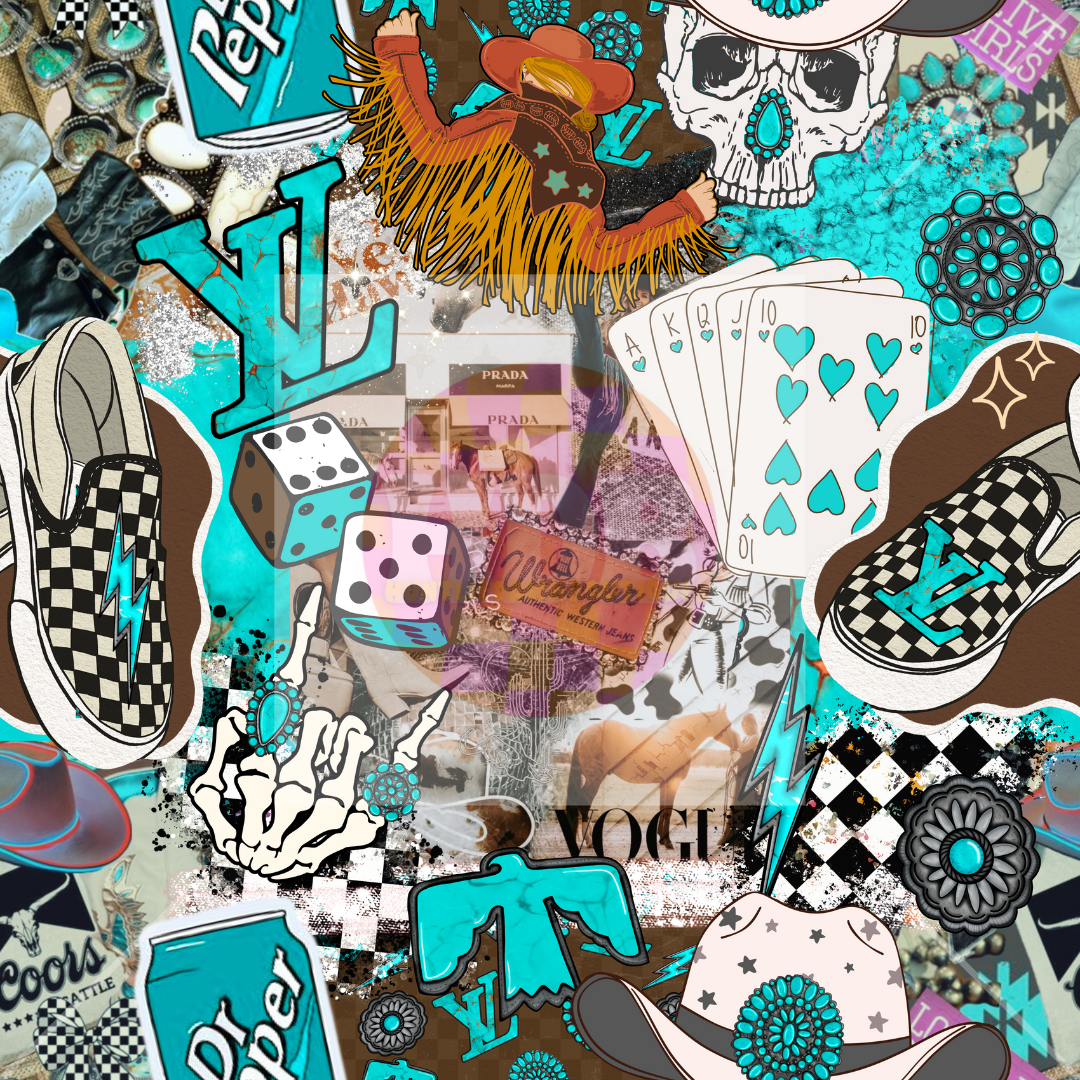 Turquoise western collage