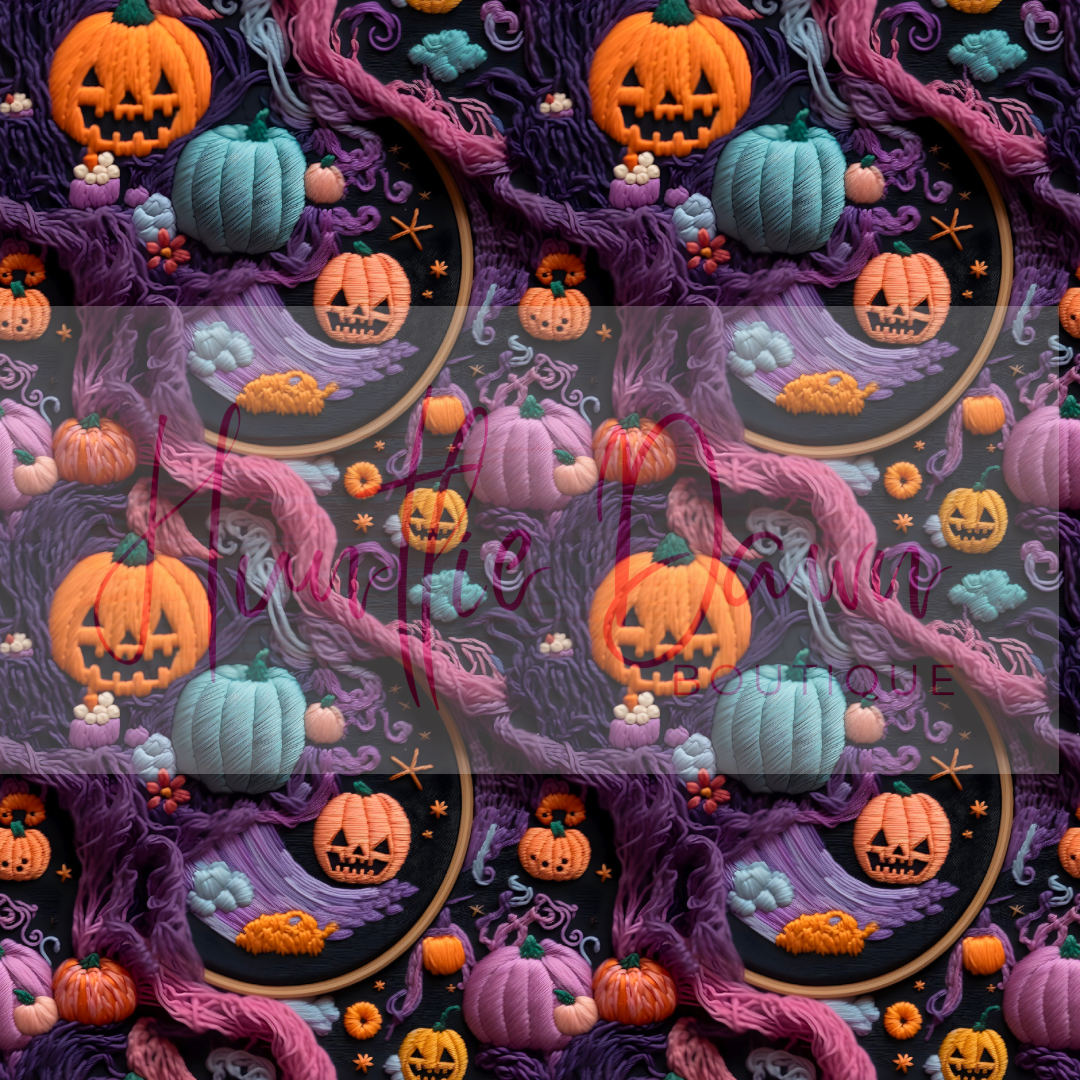 Embroidery jack o lantern purple