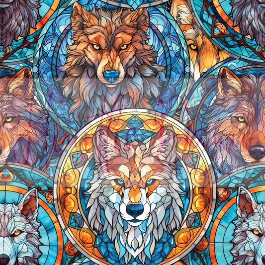 Stained glass wolves