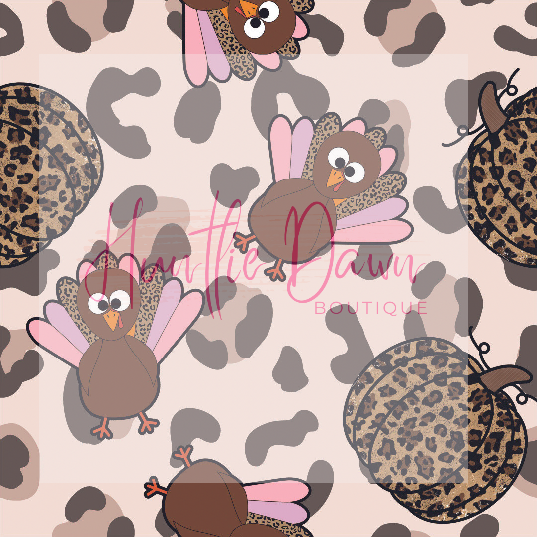 Leopard turkeys on brown