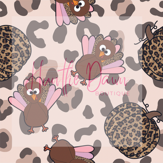Leopard turkeys on brown