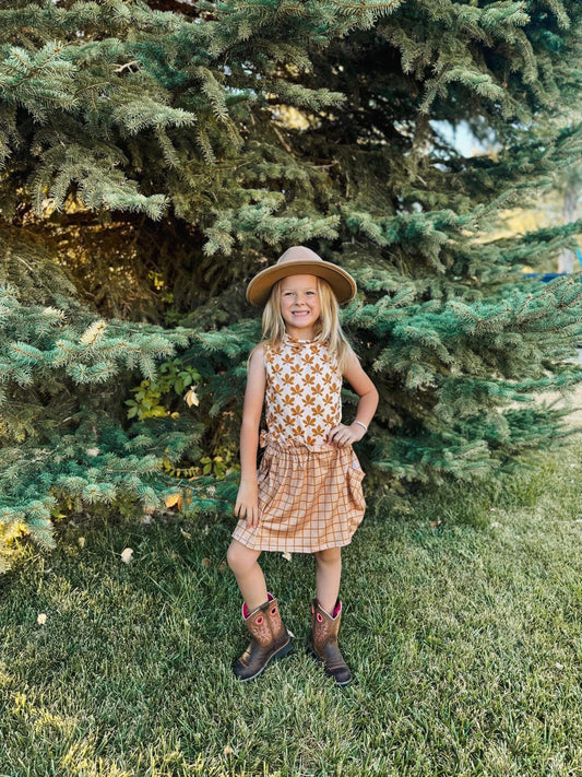 Plaid on tan